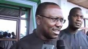 Governor Peter Obi, speaking to journalists in gov. house Umuahia